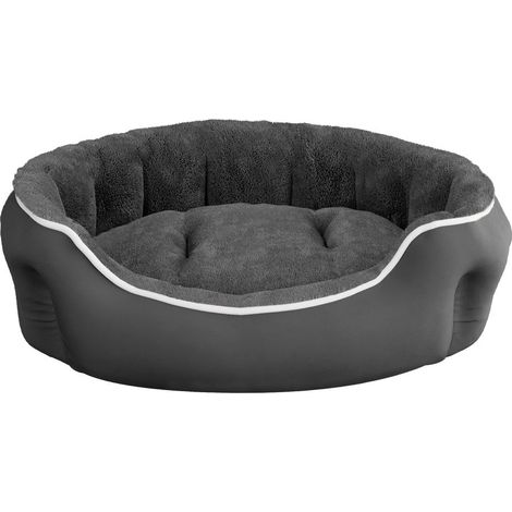 Cuccia Imbottita per Cani e Gatti 48x42x16cm in Poliestere Coccole Grigio Scuro (1/5)