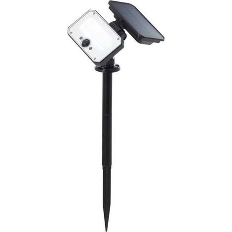 Foco exterior para clavar - BRILLIANT - JOPLIN - LED y solar - Detector - Plástico y vidrio - 4 W - Negro