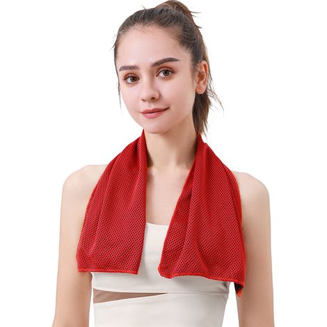 Serviette de Refroidissement Sport 30x80 cm - Serviette Glaciale Séchage Rapide pour Course à Pied, Running et Activités en Plein Air - Effet Froid Instantané, Rouge Vif-x
