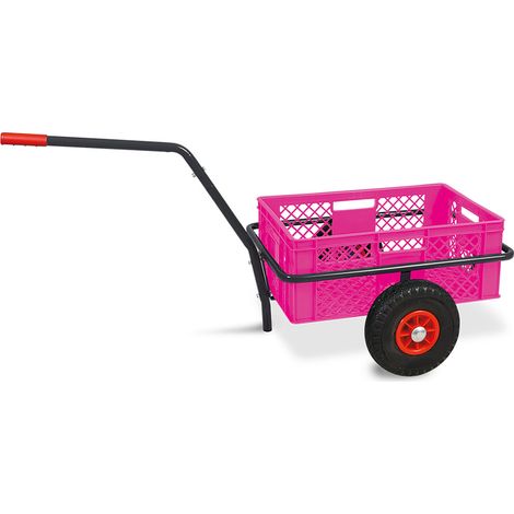 BRB Handwagen mit Kunststoffkorb H 240 mm, LxBxH 1250x640x660 mm, Tragkraft 200 kg (pink)