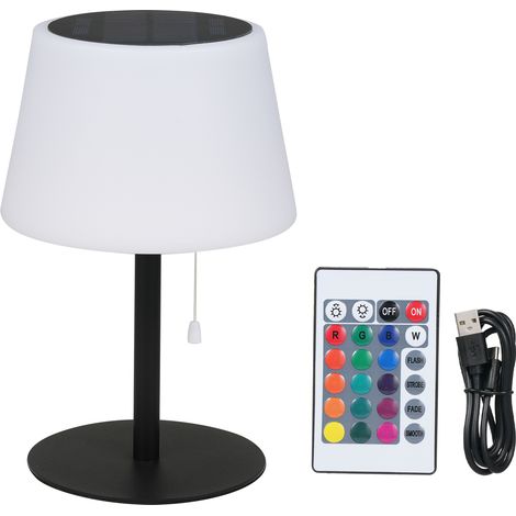 Lampe de table solaire sans fil pour la décoration extérieure de terrasse, alimentée par une batterie de 1800 mAh, avec télécommande et interrupteur à chaînette. Lampe de chevet (1/2)