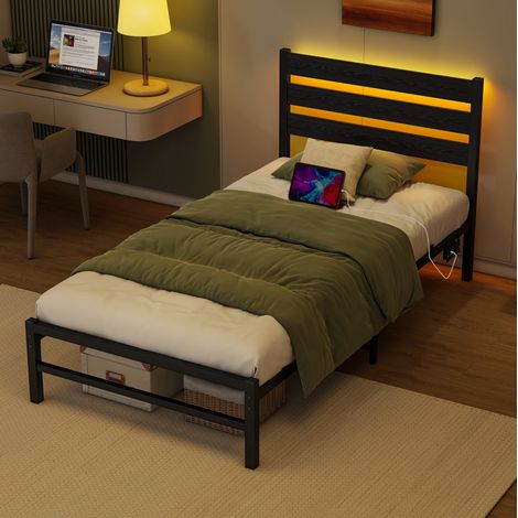 Cama individual metálica con almacenaje 90x200 cm DESVIAE (1/5)