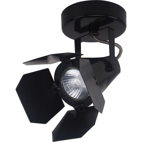 Spot applique/plafonnier Italux Milton noir GU10 mobile