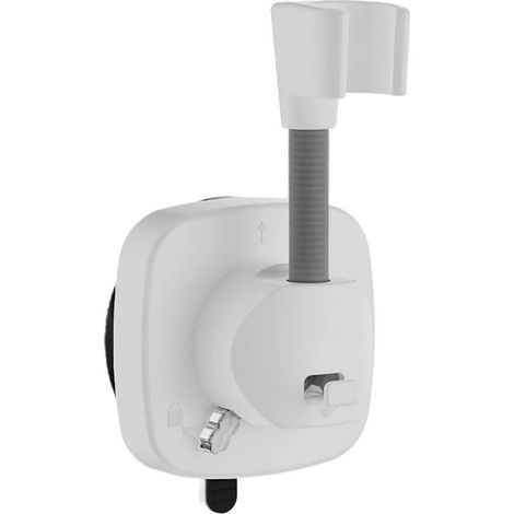 Supporto per soffione doccia con ventosa, regolabile a 360°, con gancio, ventosa resistente, facile installazione, base antiscivolo e antiruggine, nero opaco (1/5)