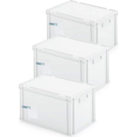 BRB Lot de 3 boîtes d'archivage pour 7 classeurs A4, dos large, avec pince à papier en acier inoxydable, blanc