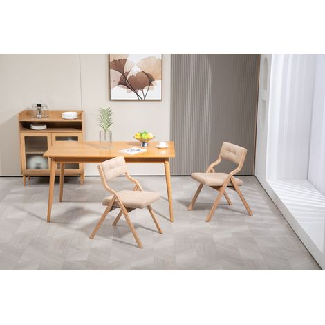 Lot de 2 chaises pliantes rembourrées en bois, portable et pratique pour cuisine, bureau, invités, mariage – Khaki (1/5)