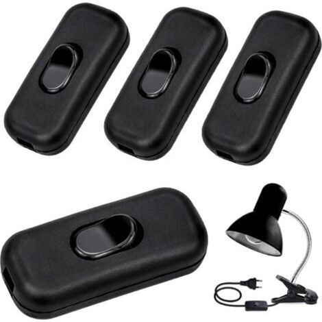 Interruttore a bilanciere, 4 pezzi, interruttore a bilanciere bipolare in linea, 6A, 250V, per piccoli elettrodomestici o lampade (nero) - Crezuo