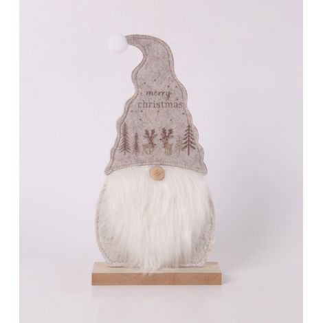 Dekoaufsteller Zwerg Holz 30 x 16 cm grau weiß Weihnachtscharaktere