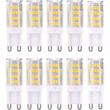Ampoule LED G9, lumière blanche, 5 W, équivalent à une ampoule halogène de 40 W, 420 lumens, non variable, lot de 10 [Classe énergétique A+]