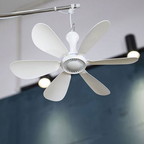 Ventilatore da soffitto alimentato tramite USB, silenzioso, con sei pale, potente flusso d'aria e cavo da 1,7 metri.