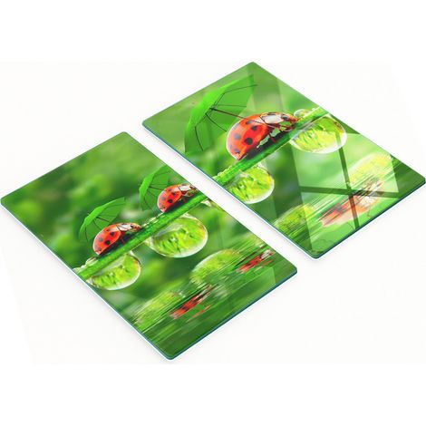Tableros decorativos multifuncionales de vidrio templado con dise帽o de mariquita, 2x30x52 cm.