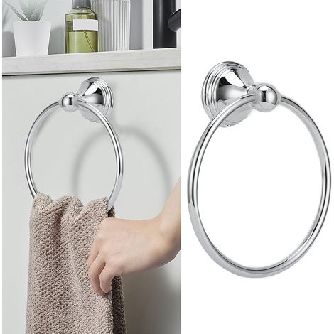 1 Anneau Porte-Serviette Rond Rétro Chromé Acier Inoxydable Support Mural Salle De Bain