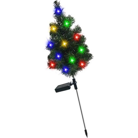 Lampe piquet sapin de Noël solaire étanche extérieure LED multicolore pour jardin cour paysage (1/5)