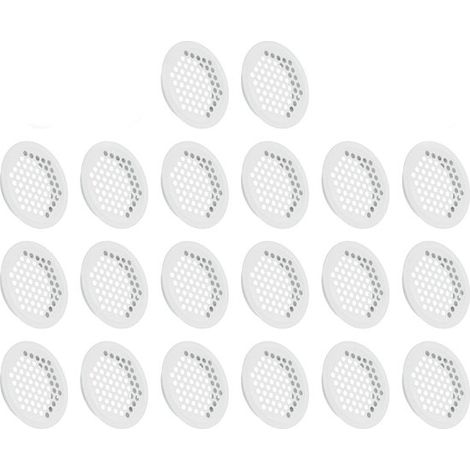 Grilles de ventilation - Blanches - Aérations en acier inoxydable - Adaptées aux meubles, cuisines, armoires et placards - Lot de 20 - Trous d'aération (1/5)