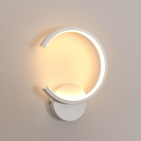 10W Innenwandleuchte, moderne LED-Wandleuchte, 3000K Warmweiß, runde Wandleuchte aus Metall für Wohnzimmer, Schlafzimmer, Flur, Treppe, Hotel, Arbeitszimmer, Weiß [Energieklasse E]