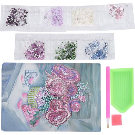 Kit de peinture diamant AA226 pour décoration murale, tableau diamant fleur DIY, cadre rhinestones pour salon (lot complet) (1/5)