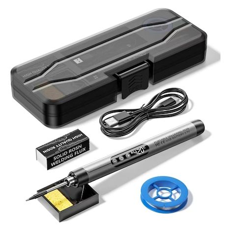 Soldador recargable por USB con pantalla digital, 5 velocidades de temperatura ajustables, versión estándar, gris. (1/5)