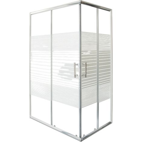 Eckduschkabine P80 mit Streifendesign, 98,5 - 99,5 x 78,5 - 79,5 x 185 cm (1/3)