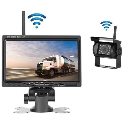 Caméra de recul sans fil 7 pouces – Étanche IP67 – Vision nocturne 18 LED – Angle de vision 170° – Installation facile