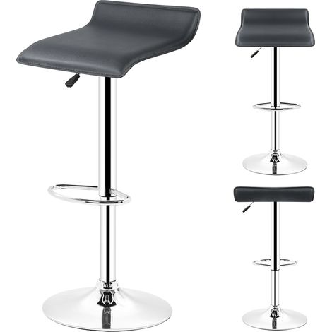 SiFree® Tabouret de Bar Lot de 2, Tabouret de réception Réglable en Hauteur, Rotatif en Cuir synthétique Noir (1/4)