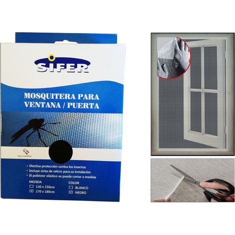 Moustiquaire/tissu fibre SIFER avec velcro adhésif noir 170x180cm