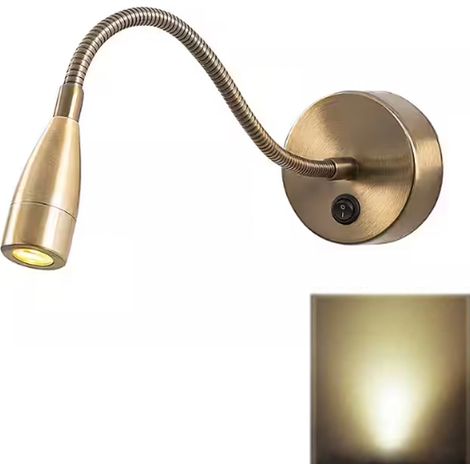 Lampe de Lecture Murale LED, Lampe de Chevet Angle d’éclairage réglable, 3W 4000K, Flexible - Parfaite pour Chambre et Hôtel (1/3)