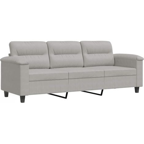 3-Sitzer-Sofa Hellgrau 180 cm Mikrofasergewebe vidaXL