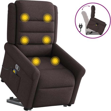 Silla de masaje reclinable de pie de tela marrón oscuro vidaXL (1/5)