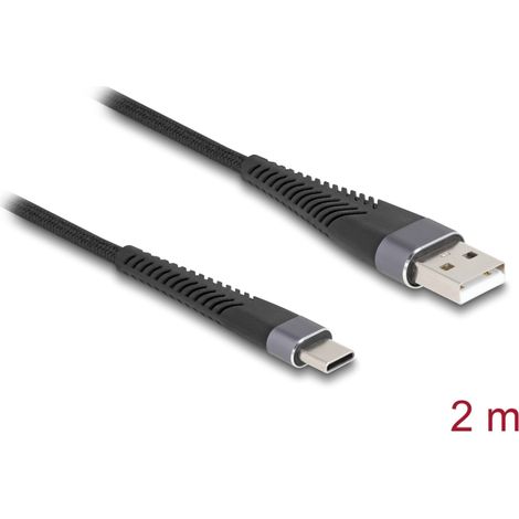 Delock Cable USB 2.0 USB Tipo-A macho a USB Type-Câ¢ macho con protecciÃ³n de flexiÃ³n extendida 2 m