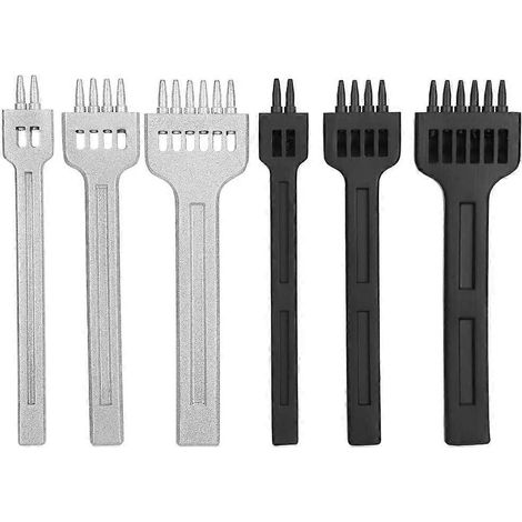 Ensemble de 6 outils de perforation pour cuir, 2/4/6 trous, espacement des griffes de 4 mm, diamètre de 1 mm, pour la couture et la dentelle. (1/5)