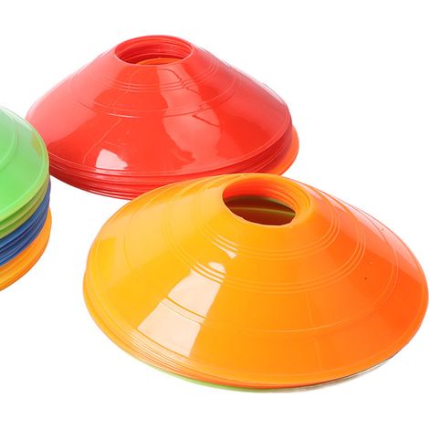 Lot de 50 cônes d'agilité pour football, marqueurs de différentes couleurs, avec sac de transport et support pour entraînement sportif (1/5)