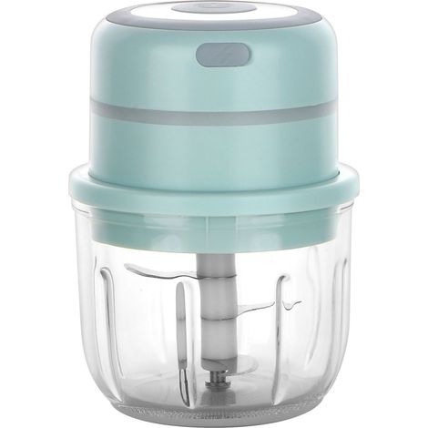 Mini hachoir électrique vert, hachoir à légumes avec bol en verre de 300 ml, électrique (1/4)