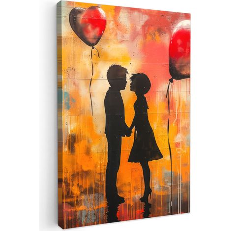 CUADRO EN LIENZO Arte callejero - Amor - Graffiti - Arte - Banksy Decoracion Pared Salon 20x30 cm