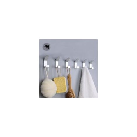 Set di 6 ganci autoadesivi, ganci doppi per asciugamani da bagno, supporto da parete autoadesivo per cucina e bagno - Crezuo (1/4)