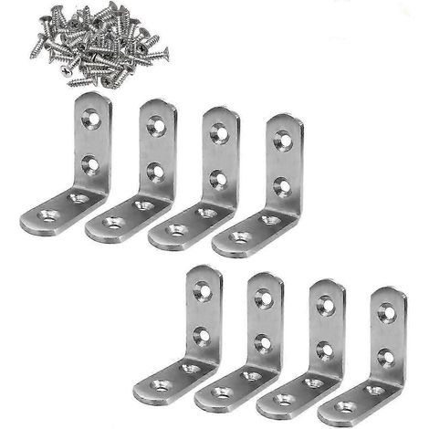 Équerres à angle droit - Lot de 8 équerres en acier inoxydable à 90° (50 mm x 50 mm) avec vis (1/5)