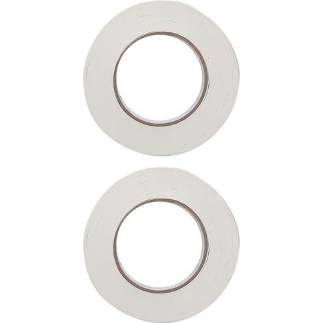 Lot de 2 rouleaux de ruban adhésif double face, 15 mm de largeur, 50 m de longueur, en polyéthylène imperméable, pour la fixation.