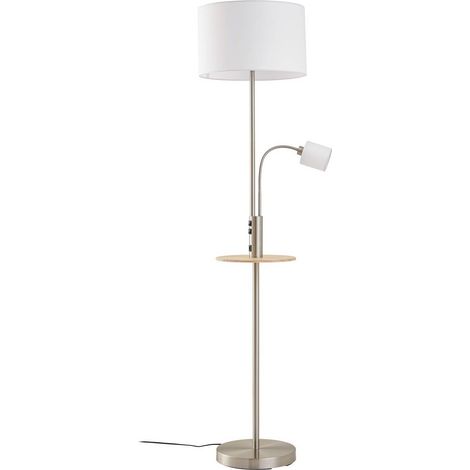 Lampadaire Tissu avec une connexion USB (Moderne) en Gris Métal e. a. pour Salon & Salle à manger (1 lampe,à E27), Sur Pied Lampe a de Sol (1/5)
