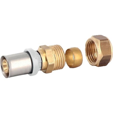 Raccord laiton à sertir multicouche diamètre 16 vers tube cuivre CU15 – Compatible mâchoires U/H/TH – Pour chantiers humides – Thermacome