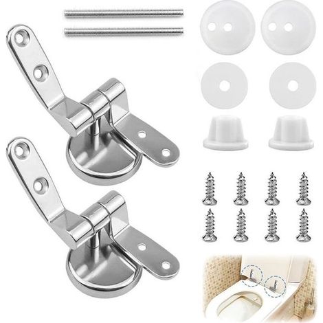 Ensemble de charnières universelles pour abattant WC - Kit d'installation inclus - Charnières de remplacement pour abattant WC (1/5)