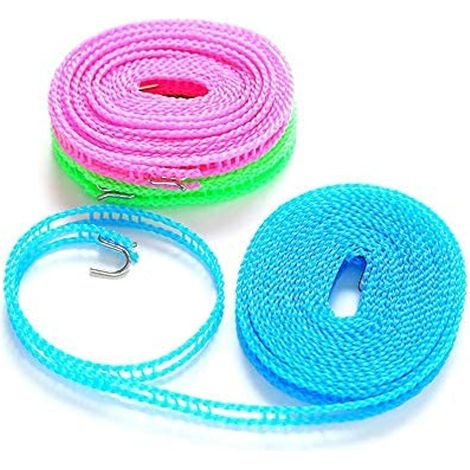 MoonyLI Corde à Linge en Nylon Corde à Linge antidérapante Portable Coupe-Vent avec Corde à Linge à Crochet métallique pour l'intérieur et l'extérieur, pour Les Voyages, Le Camping, la lessive (1/5)