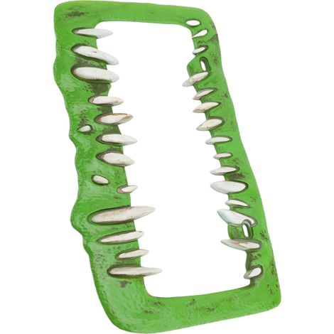Cadre de plaque d'immatriculation amusant avec des dents ensanglantées et horribles, décoratif et original en plastique ABS vert pour hommes et femmes. (1/5)