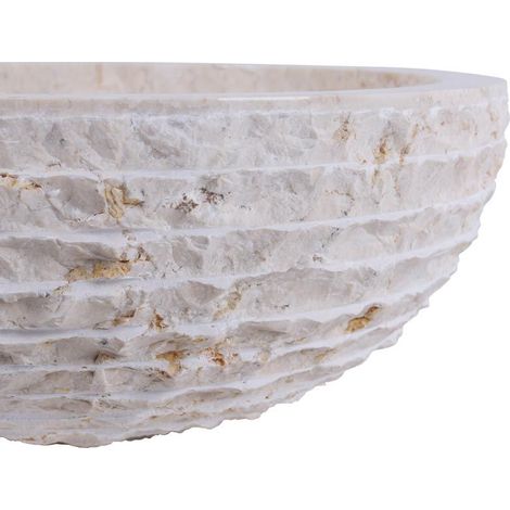 Vasque ronde à poser en marbre crème Ø40cm KC-M CREAM - 40x40x15 cm - Kayu Meuble (1/5)