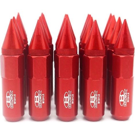 20 M12X1.25 / M12X1.5 Spitzradmuttern, Felgenzubehör in Rot, 20-teiliges Set zur Befestigung von Autorädern.