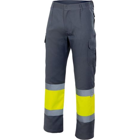 Pantalón Bicolor Alta Visibilidad GRIS/AMARILLO FLÚOR S