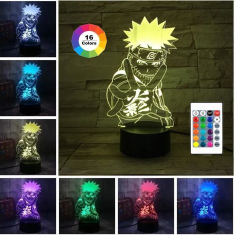 KLVGTIFS PU - Lampe de nuit naruto Lampe de chevet LED télécommande Touchez pour changer de couleur 16 couleurs Prise USB (1/4)