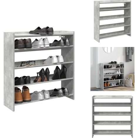 Schuhregal Betongrau 80x25x81 cm Holzwerkstoff - Schuhregal - Schuhregale - Schuhschrank - Schuhe Aufbewahrung (1/5)