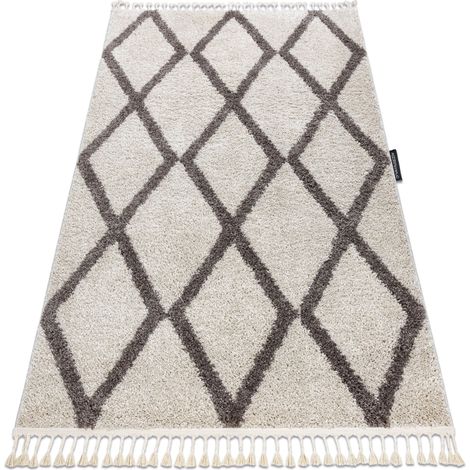 Tapis BERBER TROIK crème Franges berbère marocain shaggy beige 160x220 cm