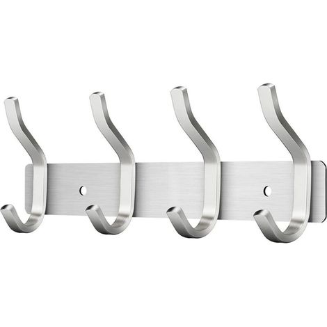 Wandgarderobe mit 4 doppelten Edelstahlhaken – Maximale Traglast 30 kg – Für Bad, Schlafzimmer, Küche