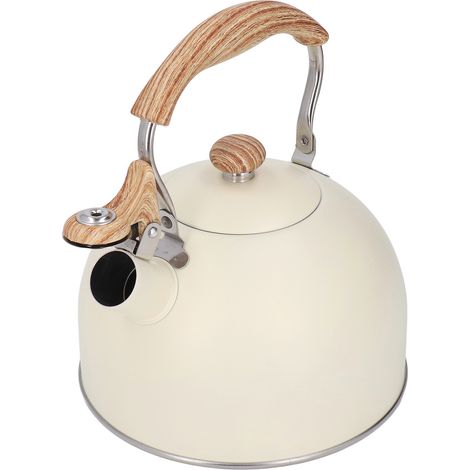 Bouilloire sifflante en acier inoxydable 2,5 L, poignée ergonomique, couleur beige (1/5)