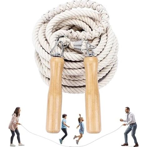 Jump Rope Groups, Jumping Rope Multiplayer, Team Length Rope Jump with Wooden Handle for School Sport Activity 5 Meters -7 Meters -10 Meters (1/5)